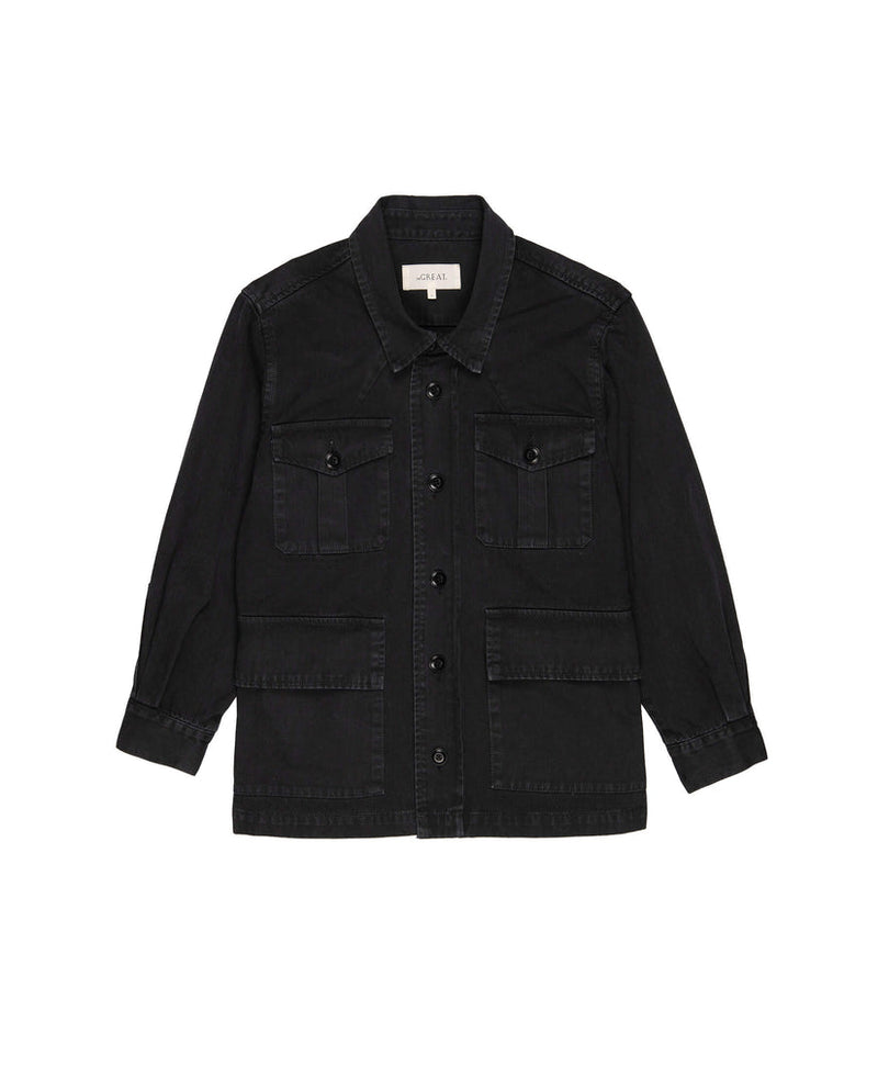 Pleated army jacket in black