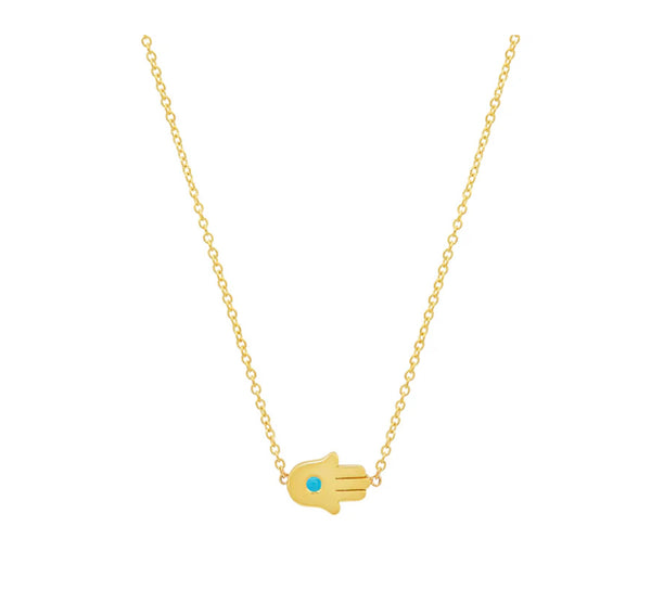 MINI HAMSA NECKLACE 18K EMERALD