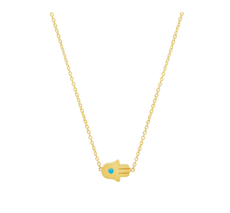 MINI HAMSA NECKLACE 18K EMERALD