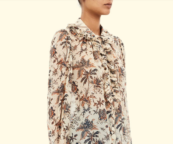 NINA RUFFLE FRONT BLOUSE CAMEO