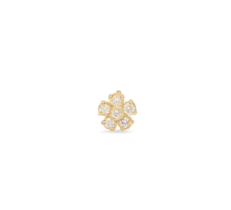 DIAMOND FLOWER STUD 18K YG SINGLE