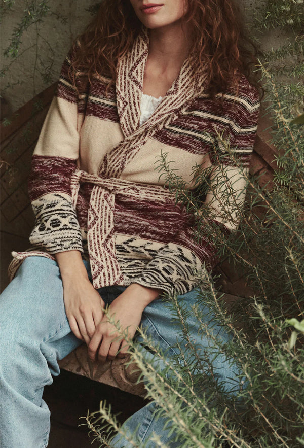 THE RIDING CARDI RED MULTI