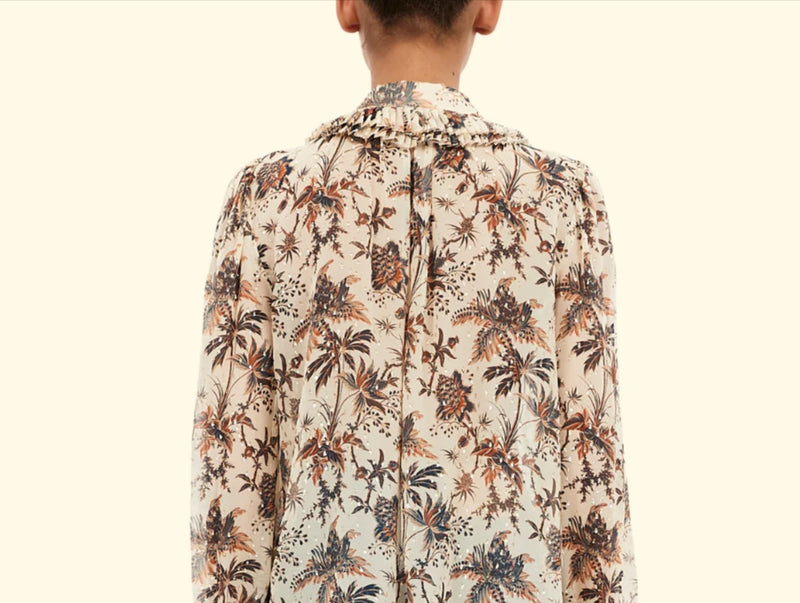 NINA RUFFLE FRONT BLOUSE CAMEO