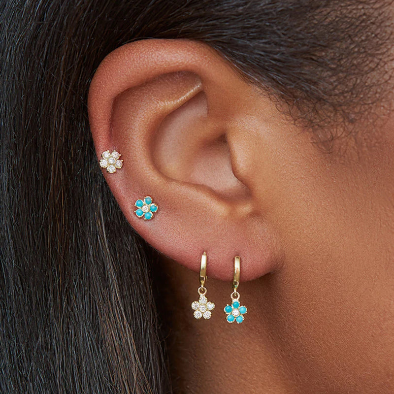 DIAMOND FLOWER STUD 18K YG SINGLE