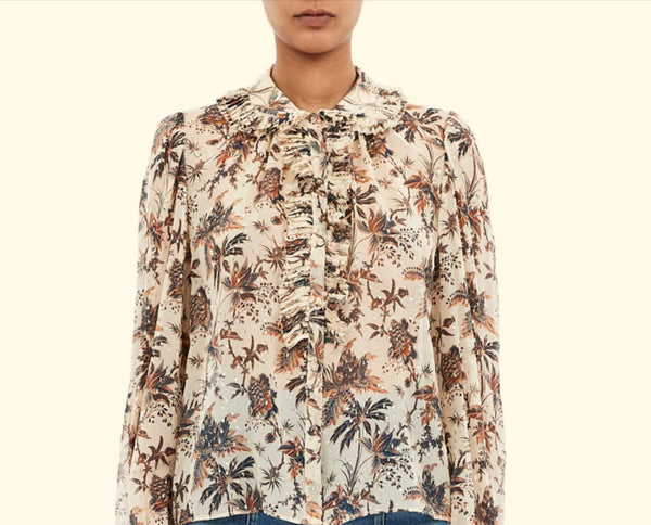 NINA RUFFLE FRONT BLOUSE CAMEO