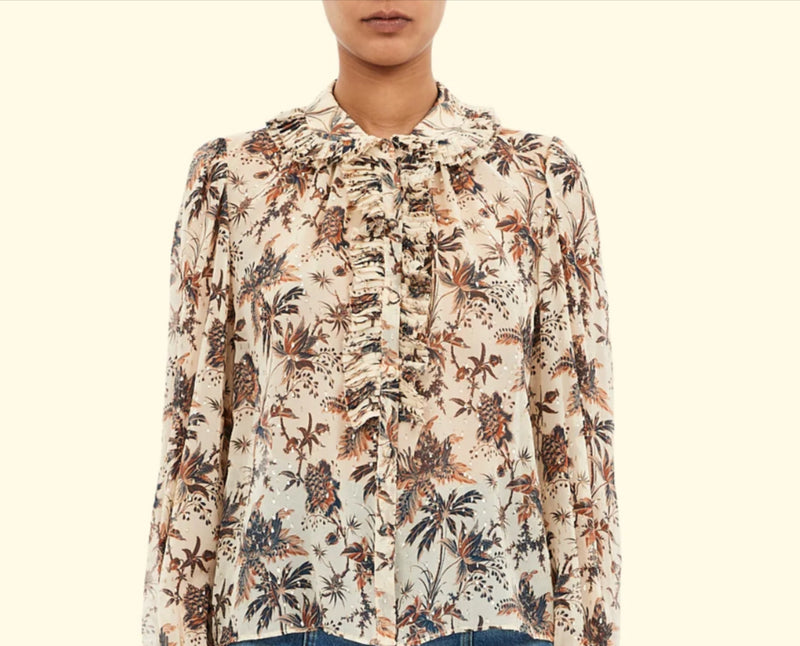 NINA RUFFLE FRONT BLOUSE CAMEO