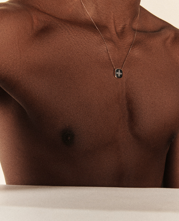 BOWIE NECKLACE NOIR ET DIAMOND
