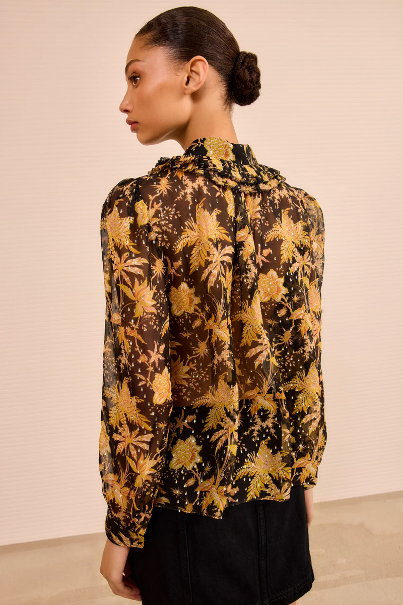 NINA RUFFLE FRONT BLOUSE FORSYTHIA