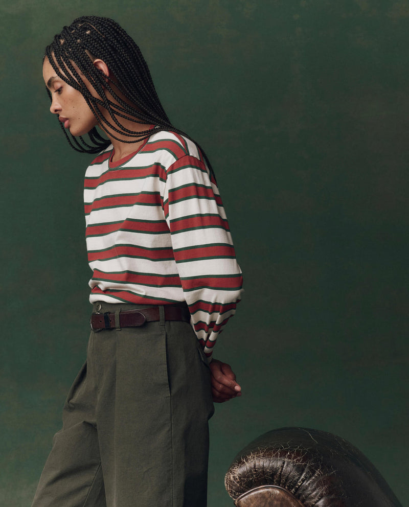 THE CAMPUS CREW CREAM BRIDLE STRIPE