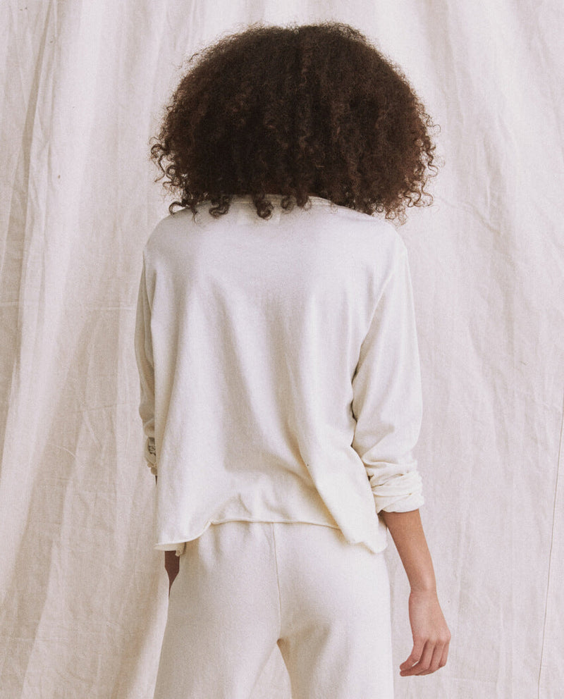 THE L/S CROP TEE WASHED WHITE