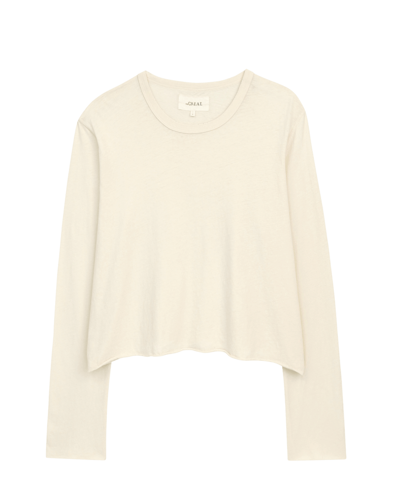 THE L/S CROP TEE WASHED WHITE