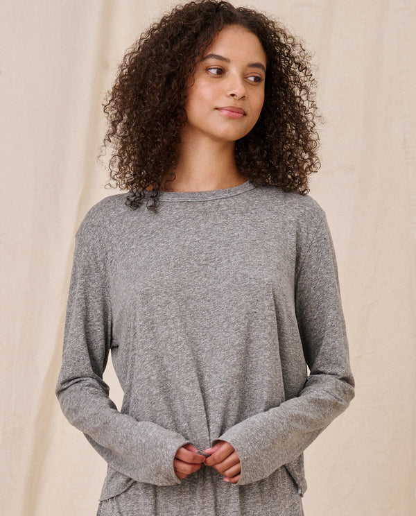 THE L/S CROP TEE HEATHER GREY