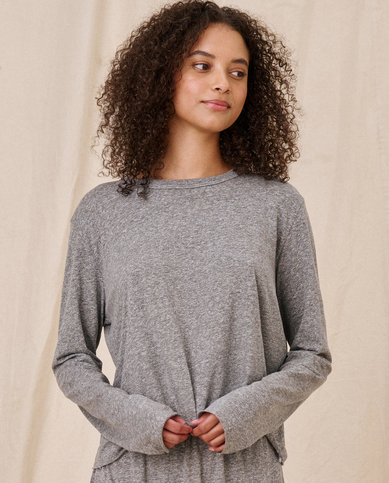 THE L/S CROP TEE HEATHER GREY