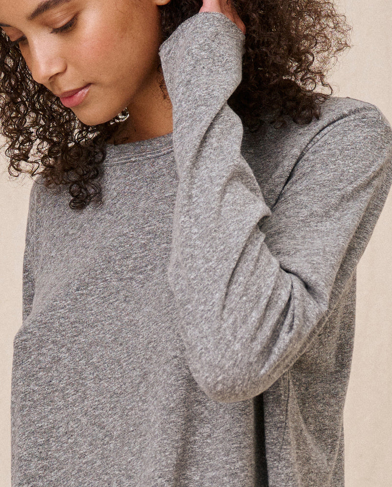 THE L/S CROP TEE HEATHER GREY