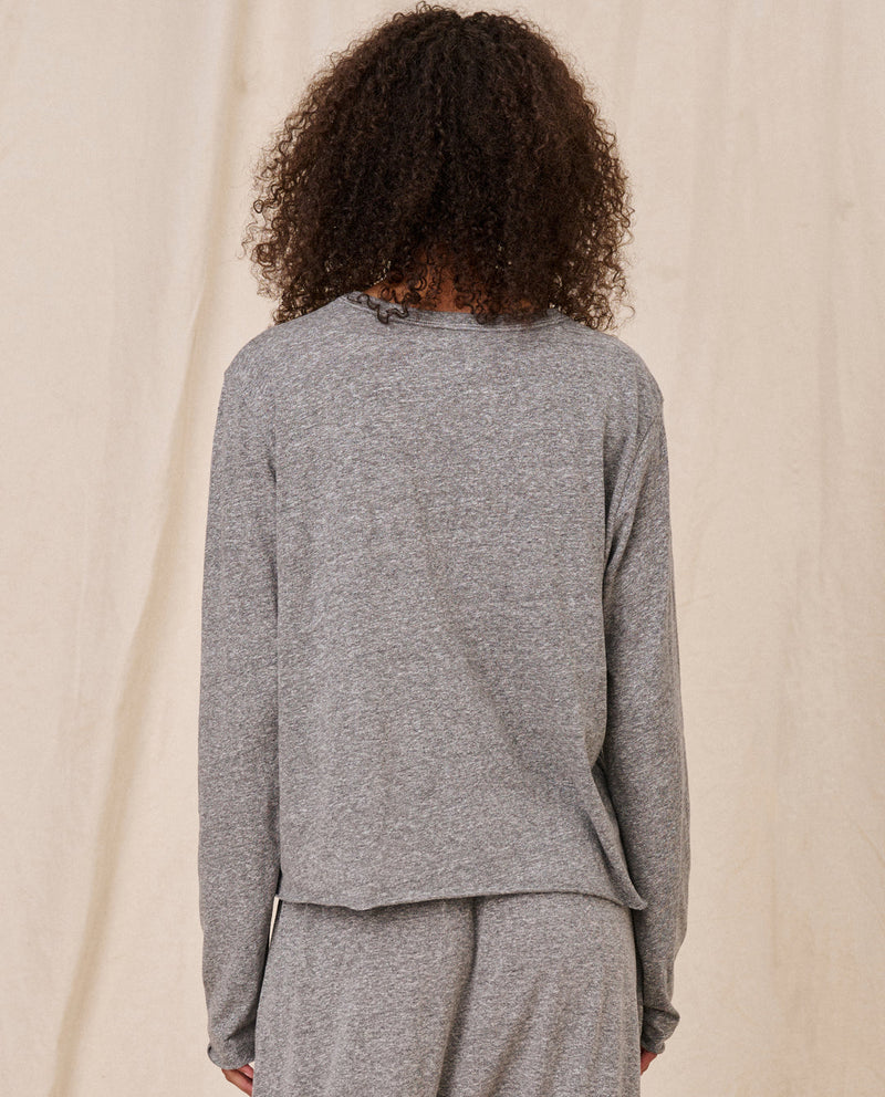 THE L/S CROP TEE HEATHER GREY
