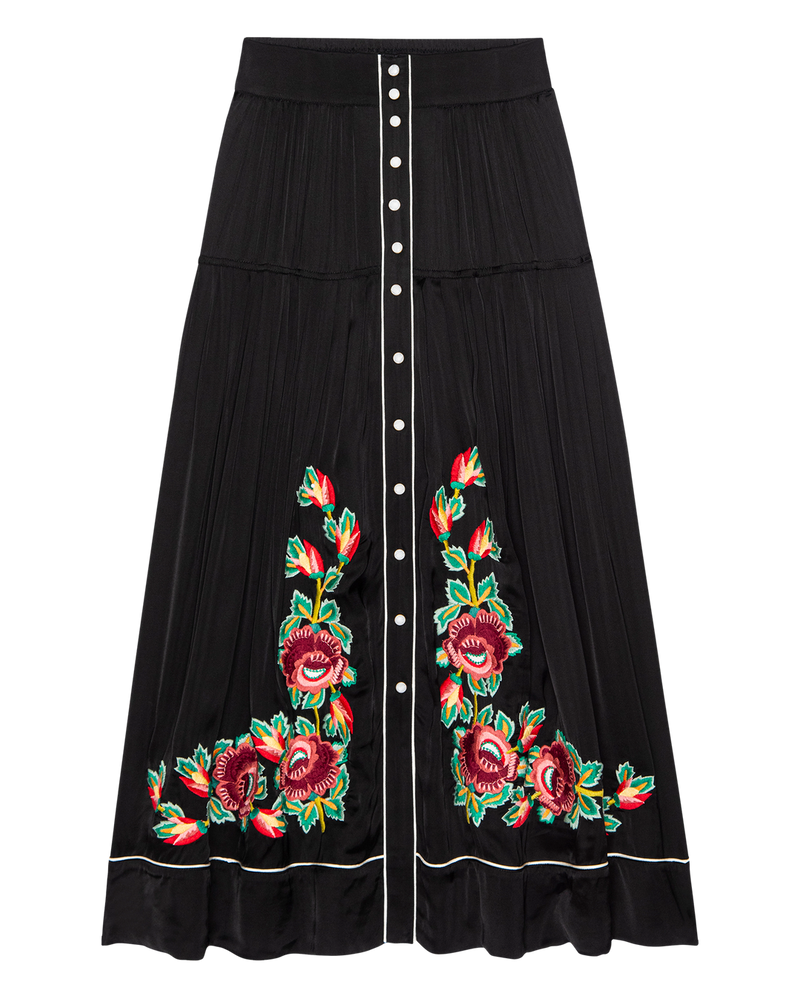 THE HEIRLOOM ROSE HIGHLAND SKIRT BLACK