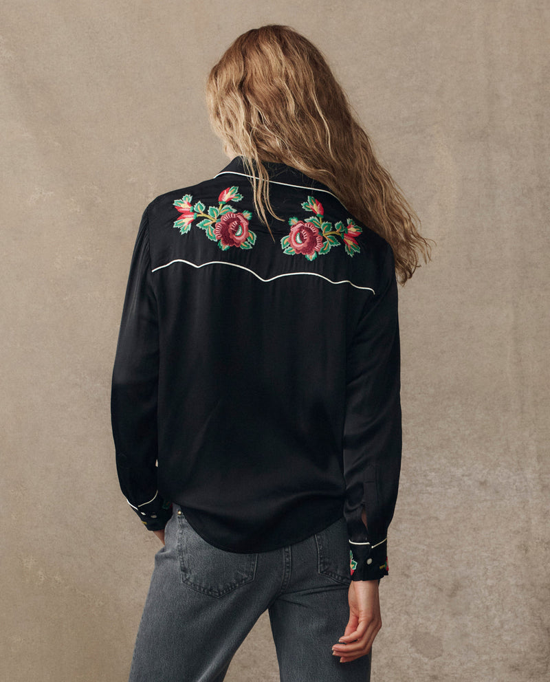 THE HEIRLOOM ROSE WESTERN SHIRT BLACK