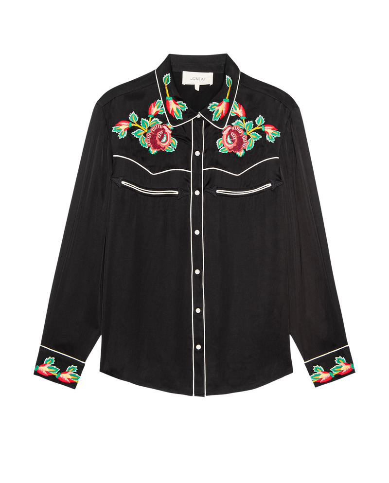 THE HEIRLOOM ROSE WESTERN SHIRT BLACK