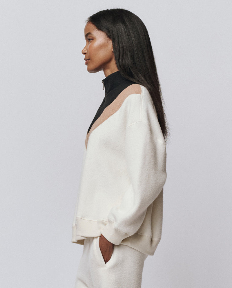 THE COLOURBLOCK CHALET SWEATSHIRT WASHED WHITE 1