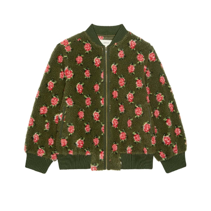 THE ROSE PLUSH BOMBER WOODLAND GREEN
