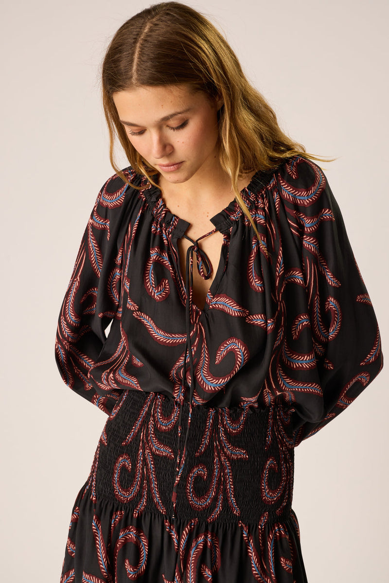 ASHLEY TOP FEATHER BLACK S