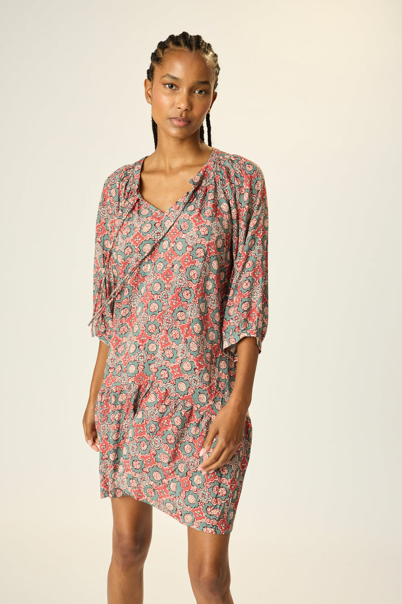 STEVIE DRESS SPANISH TILE JADE S