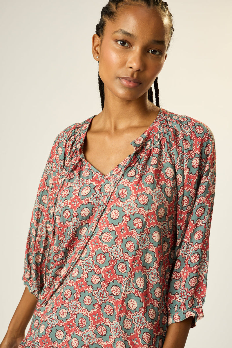 STEVIE DRESS SPANISH TILE JADE S