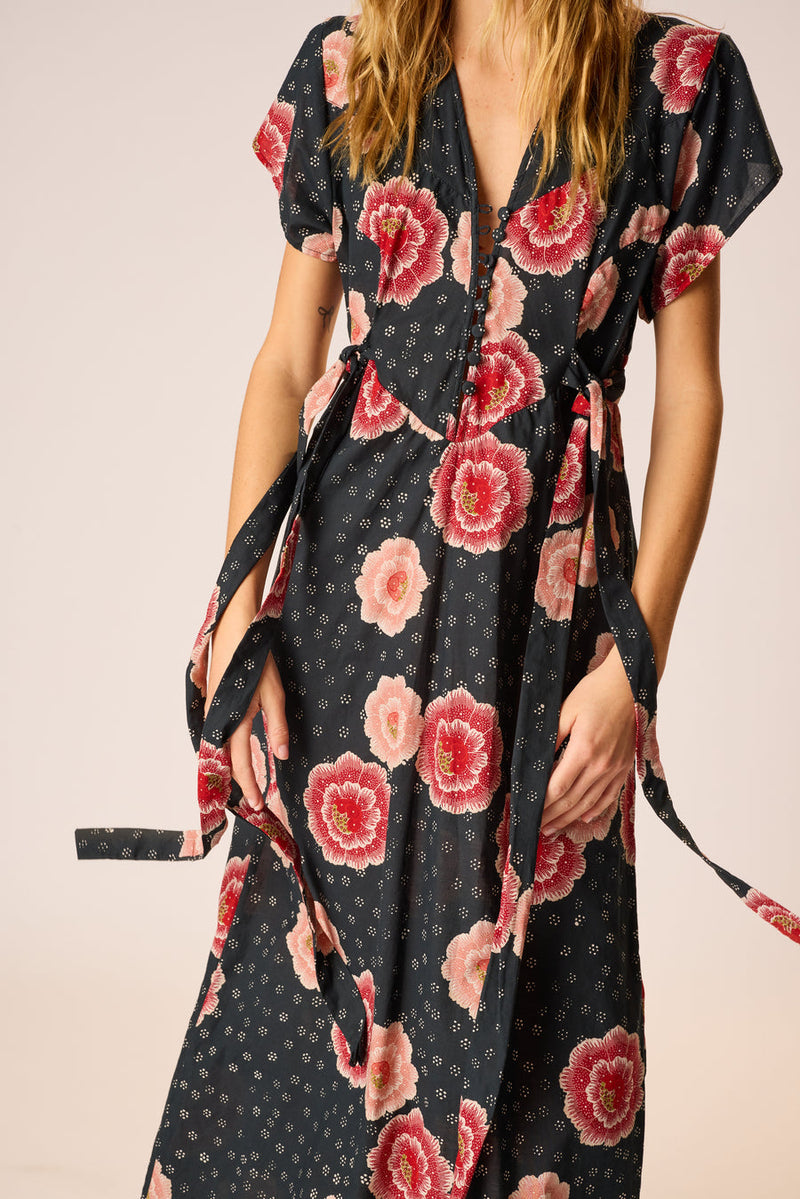 MONICA DRESS POPPY INDIGO S