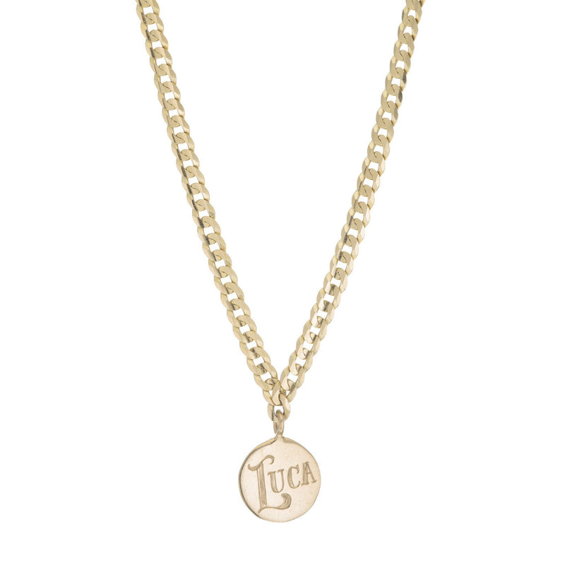 MEDALLION SIGNET NECKLACE TWO CHARMS WITH CHAIN