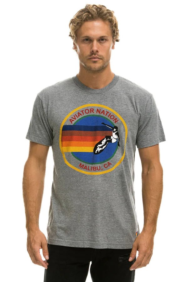 Aviator nation crew tee shirt in heather grey