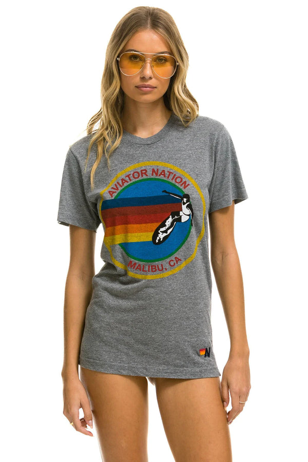 Aviator nation crew tee shirt in heather grey