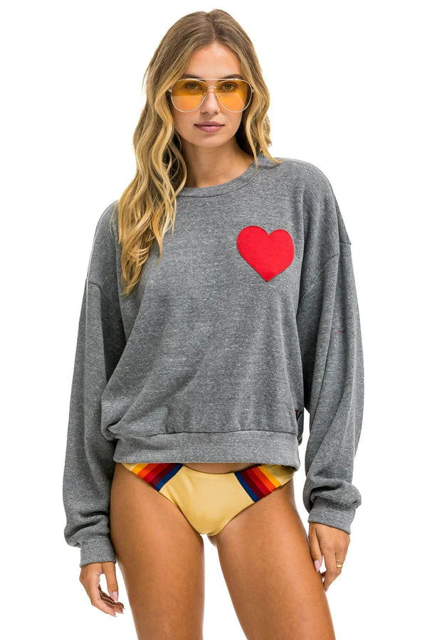 Heart crew sweatshirt heather grey