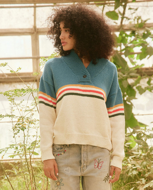 Henley pullover in sea blue
