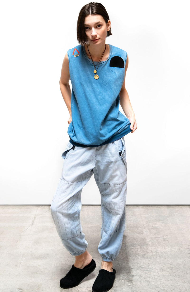flap/snap indigo pant