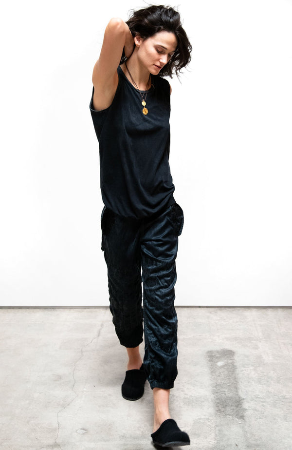 Flap/snap satin jumppant superblack