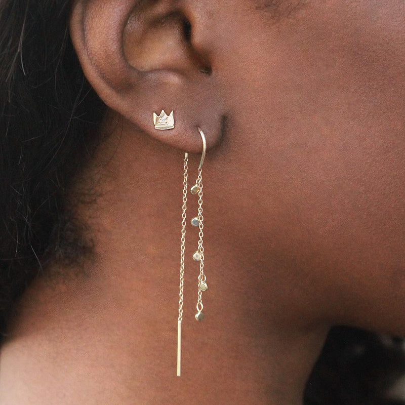 Gold Crown Earrings with Diamond