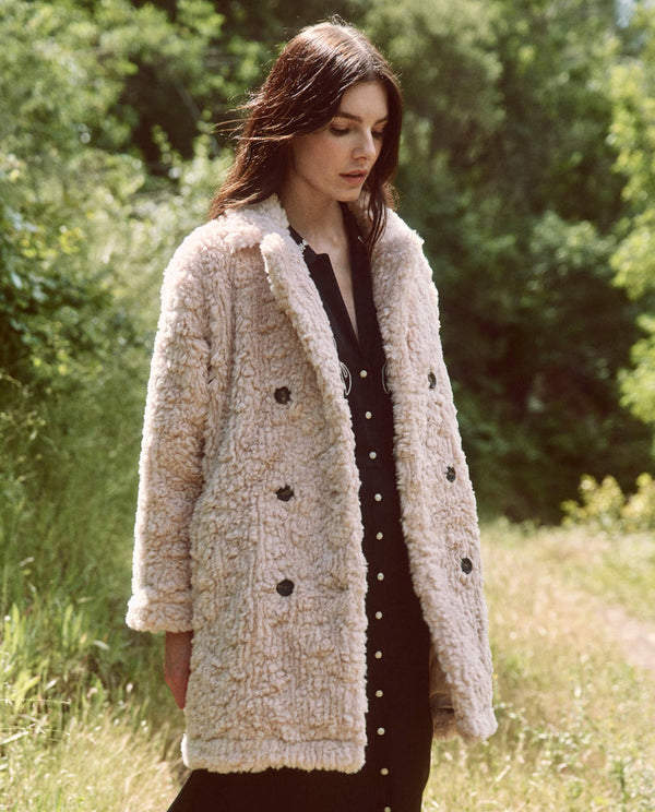 Vintage plush coat in blush