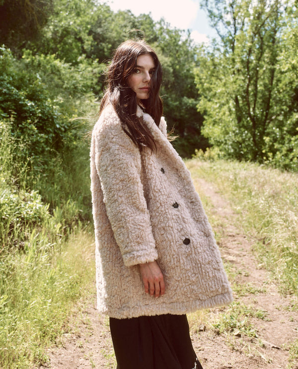 Vintage plush coat in blush