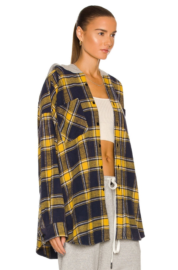 Hooded oversized shirt in yellow