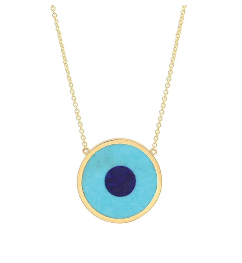 Turquoise Inlay Evil Eye Necklace