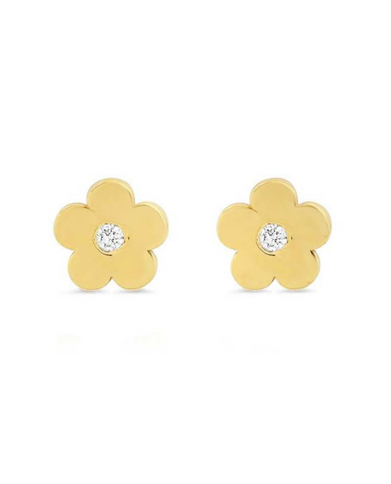 Mini Daisy Studs With Diamond Center