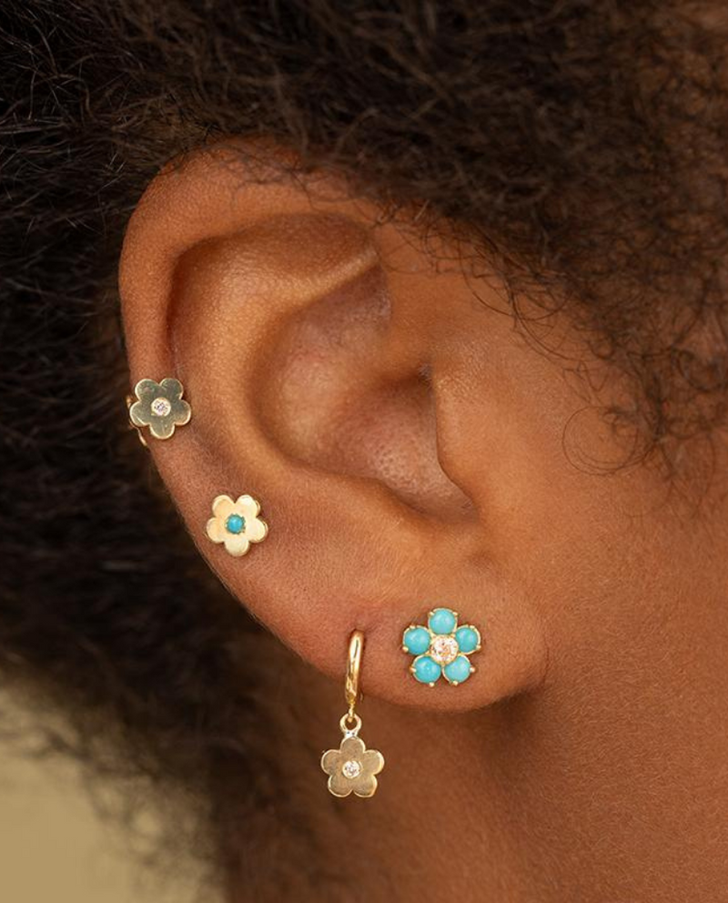 Mini Daisy Studs With Diamond Center