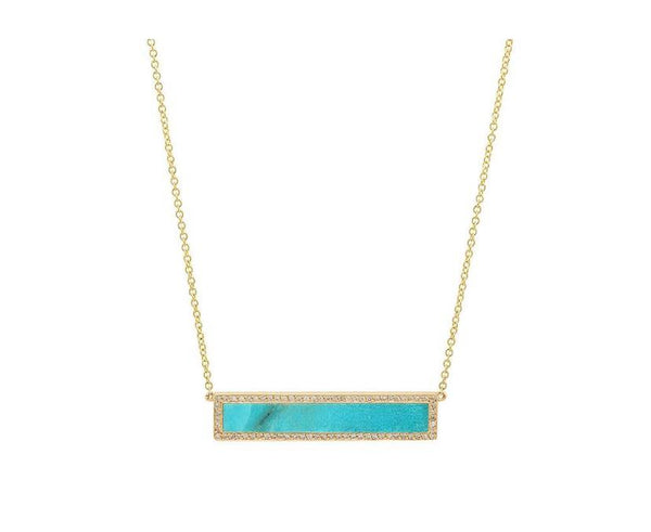 Turquoise & Diamond Bar Necklace