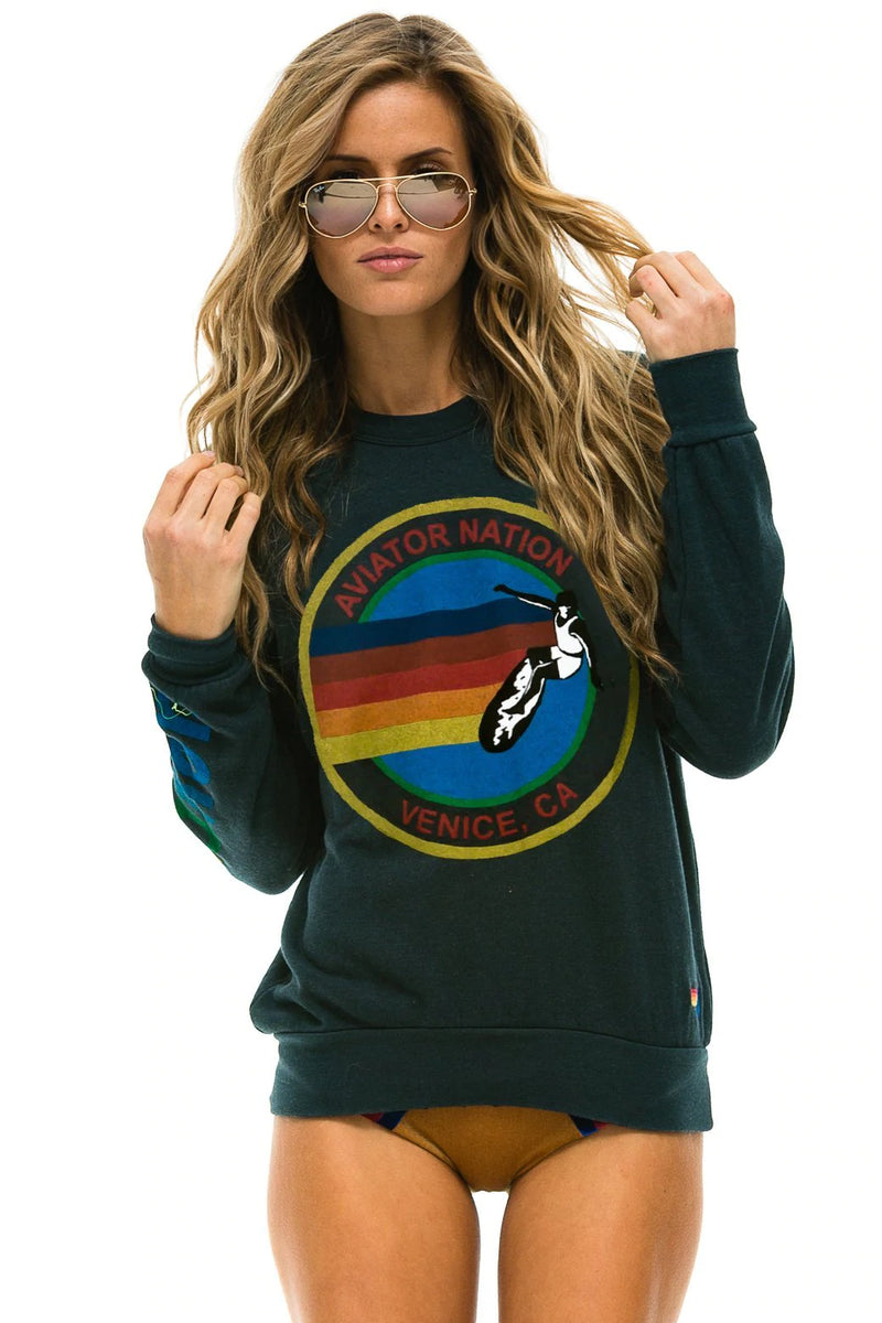 Aviator Nation crew sweatshirt in charcoal