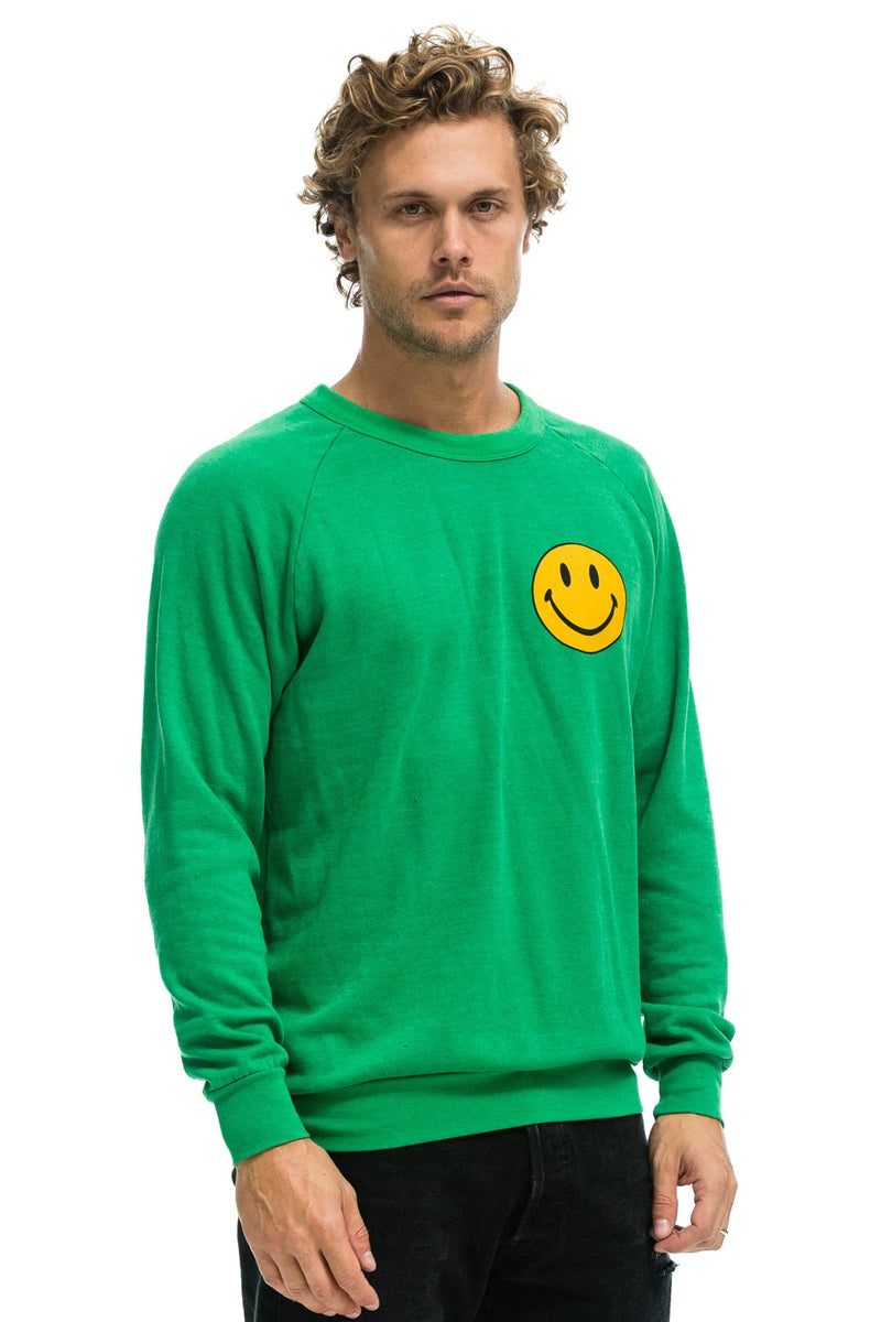 Smiley 2 Crew Sweatshirt in kelly green