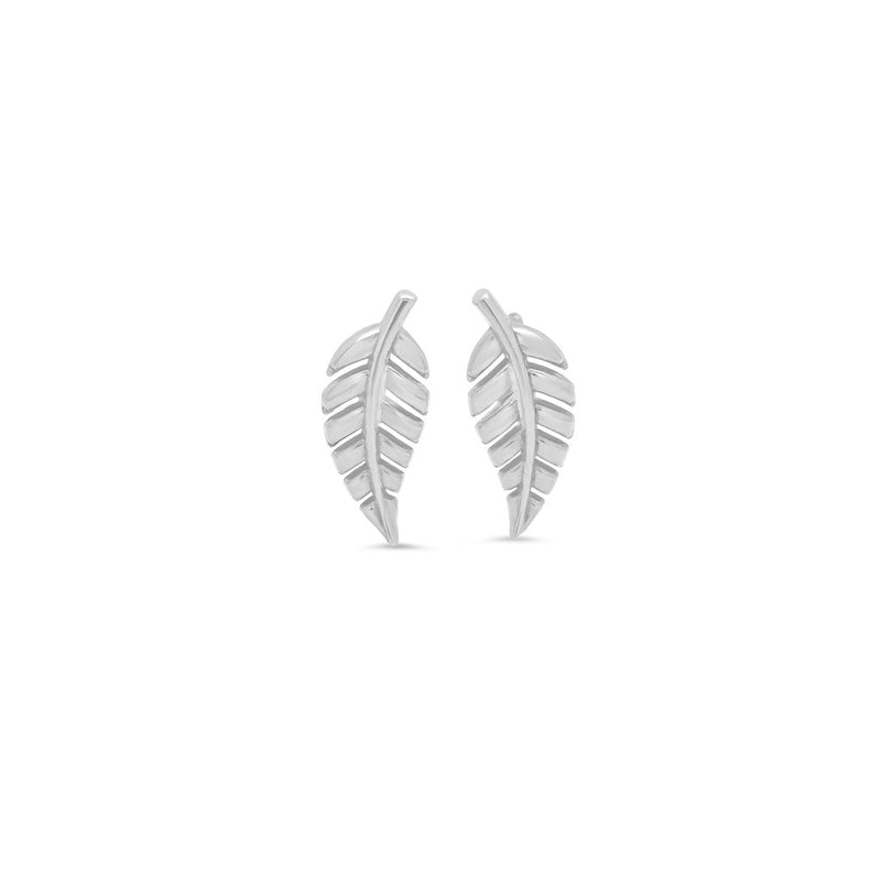 Mini Leaf Stud White Gold
