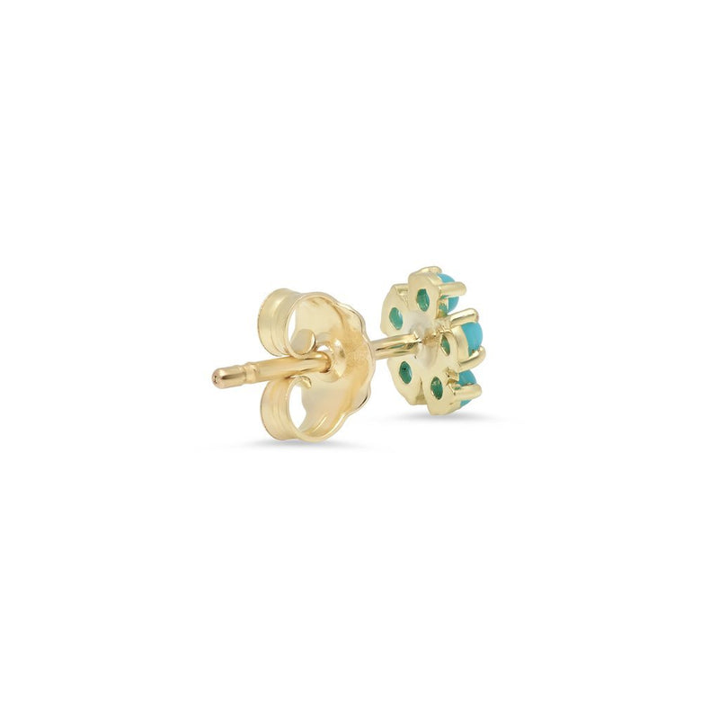 TURQUOISE LARGE FLOWER STUDS WITH DIAMOND CENTre