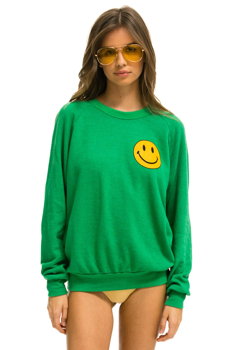 Smiley 2 Crew Sweatshirt in kelly green